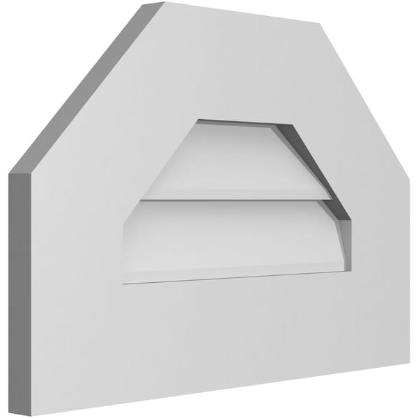 Octagonal Top Surface Mount PVC Gable Vent W/ 3-1/2W X 1P Standard Frame, 18W X 12H